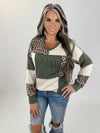 Olive Patchwork Perfection Ribbed Knit Top