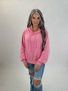 Mineral Washed Seam Detail Hoodie: TAFFY PINK