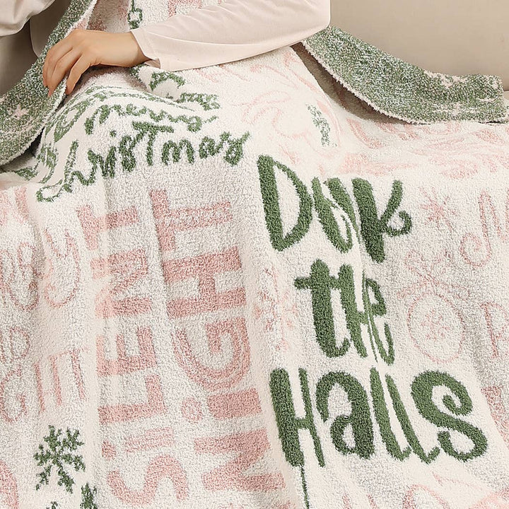 Holly Jolly X-Mas Print Cozy Soft Throw Blanket