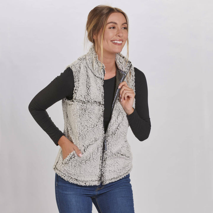 DOORBUSTER Full Zip Sherpa Vest: Frosty Grey
