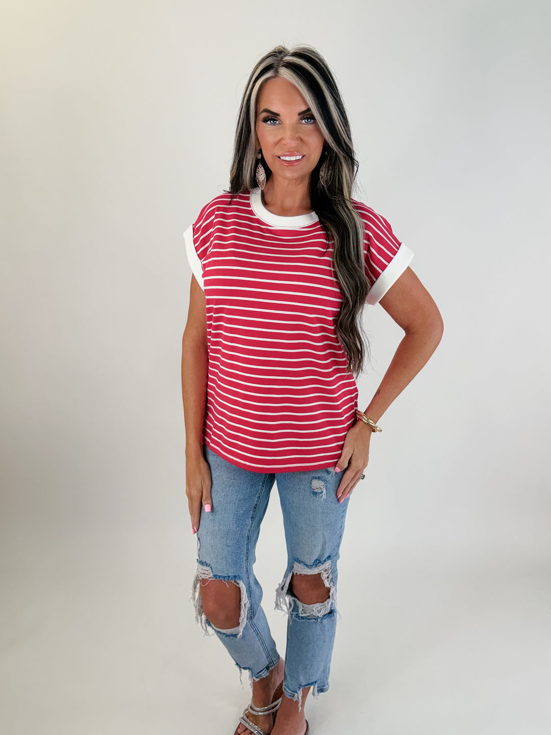 Cherry Stripe Everyday Top
