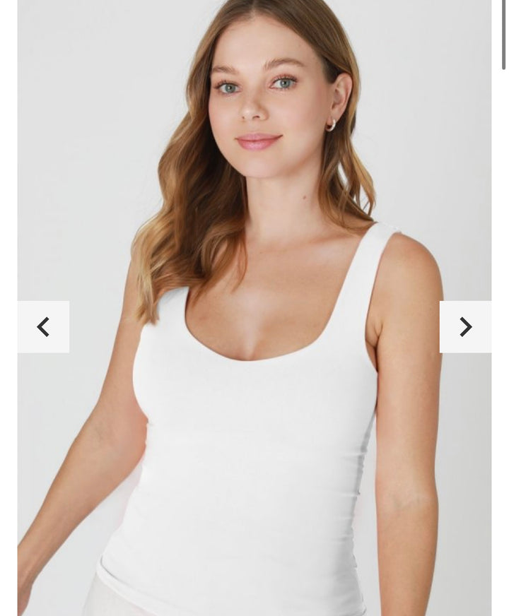 White sleek tank double layer NB