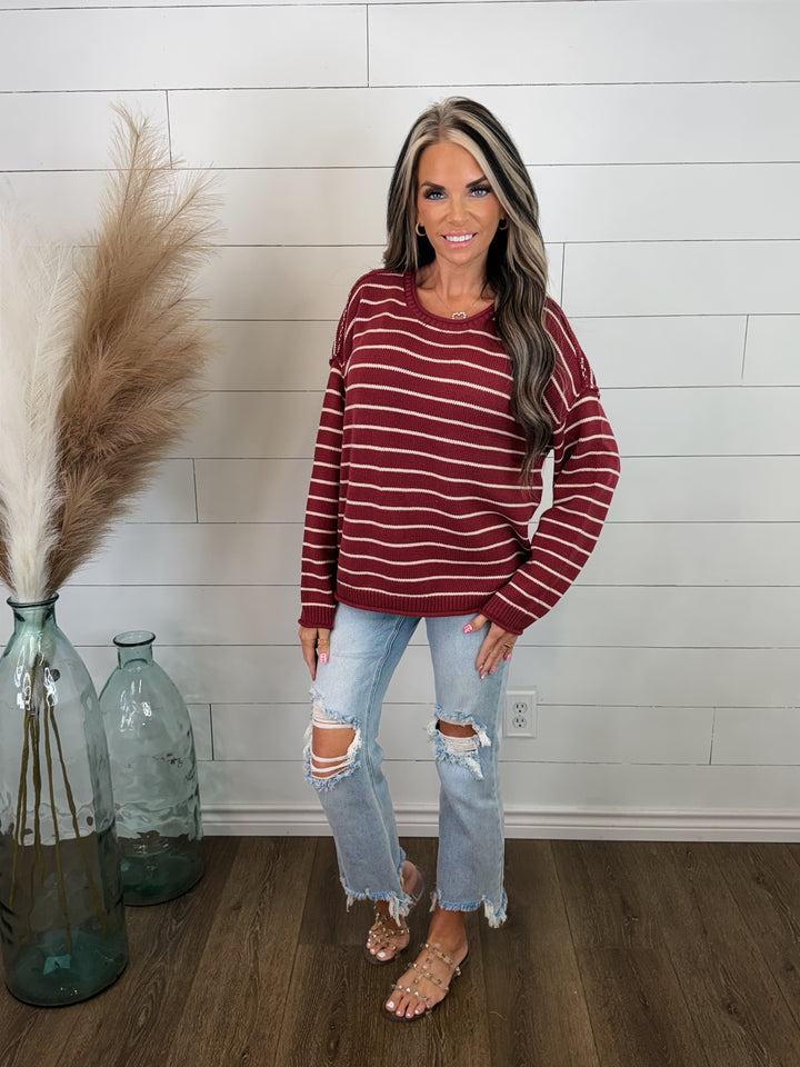 Bordeaux Lines Striped Sweater