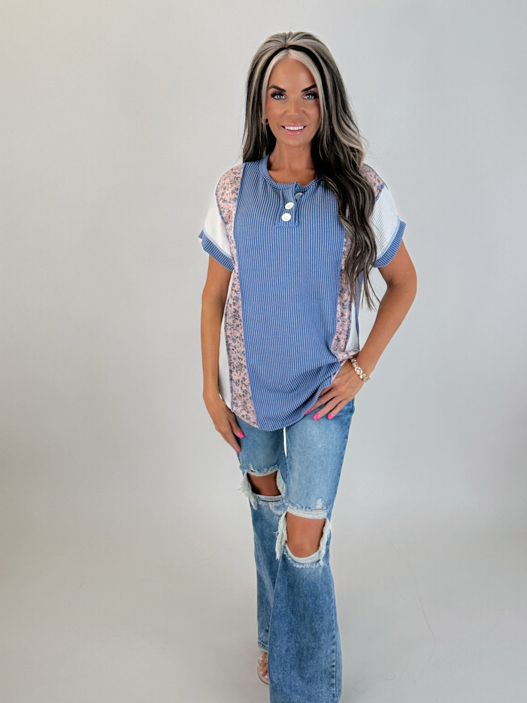 Vintage Patchwork Waffle Top