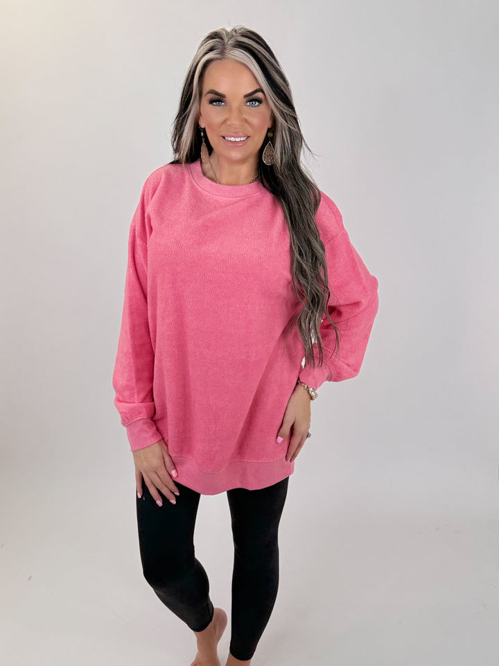 Oversized Crewneck Casual Sweatshirt: pink