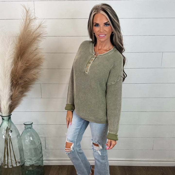 Sagebrush Button Knit Pullover