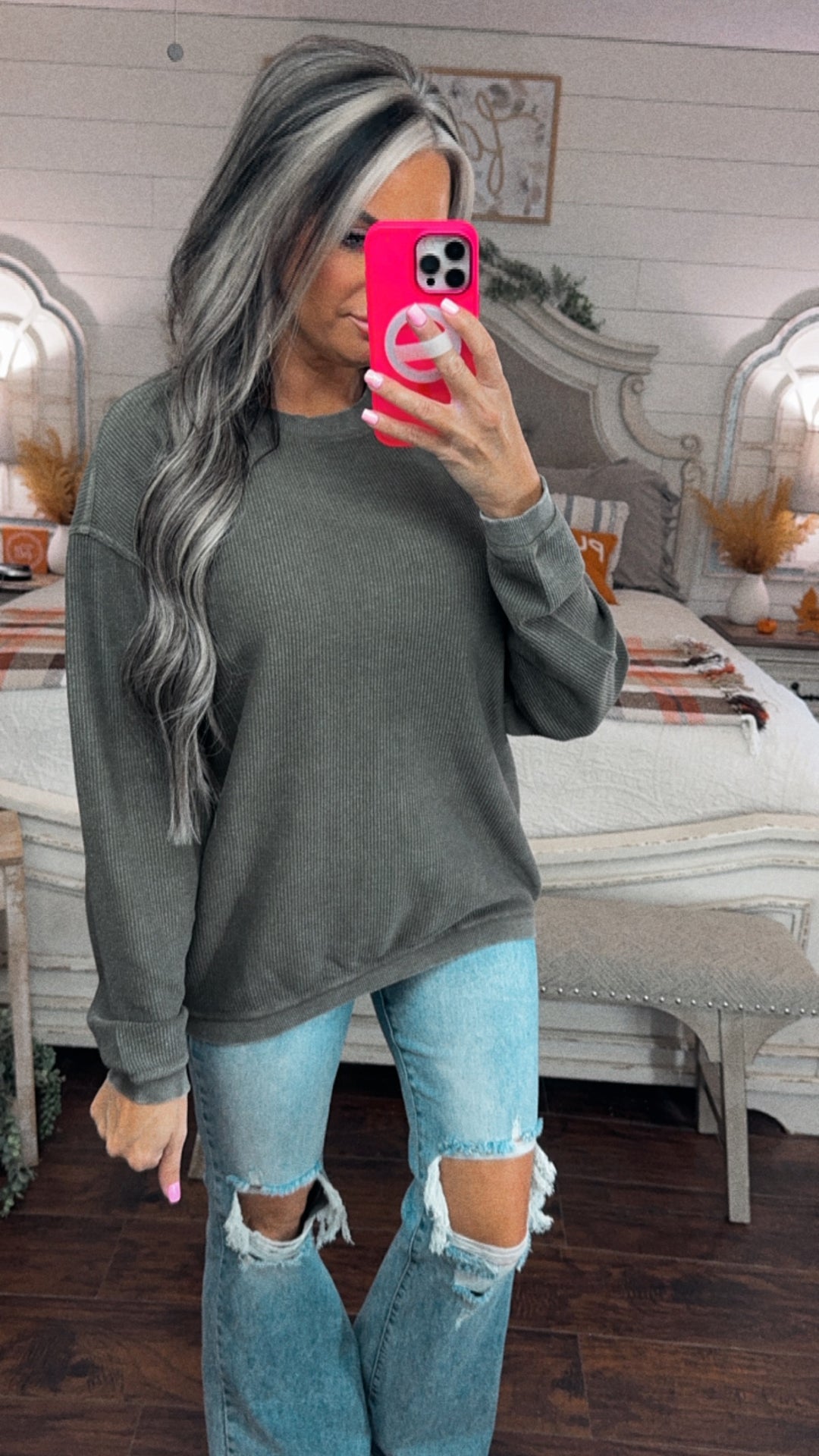 Essential Luxe Corded Crew - Olive - BEST SELLER ALERT