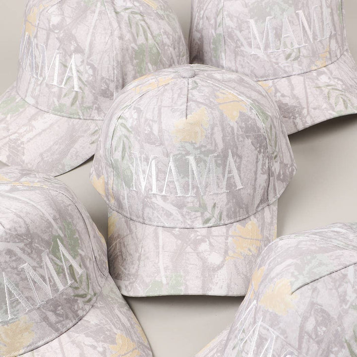 MAMA Letter Embroidery Real Tree Camo Baseball Cap: BEIGE CAMO / ONE SIZE
