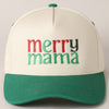 Merry Mama Text Embroidery Canvas Baseball Cap: Green / ONE SIZE