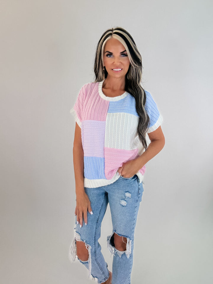 Pastel days  Colorblock Knit Top