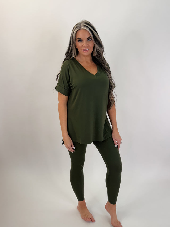 DOOR BUSTER TWO-PIECE LOUNGE SET- OLIVE