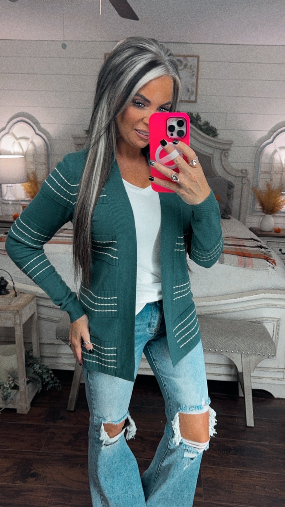 Cozy Stripe Accent Cardigan