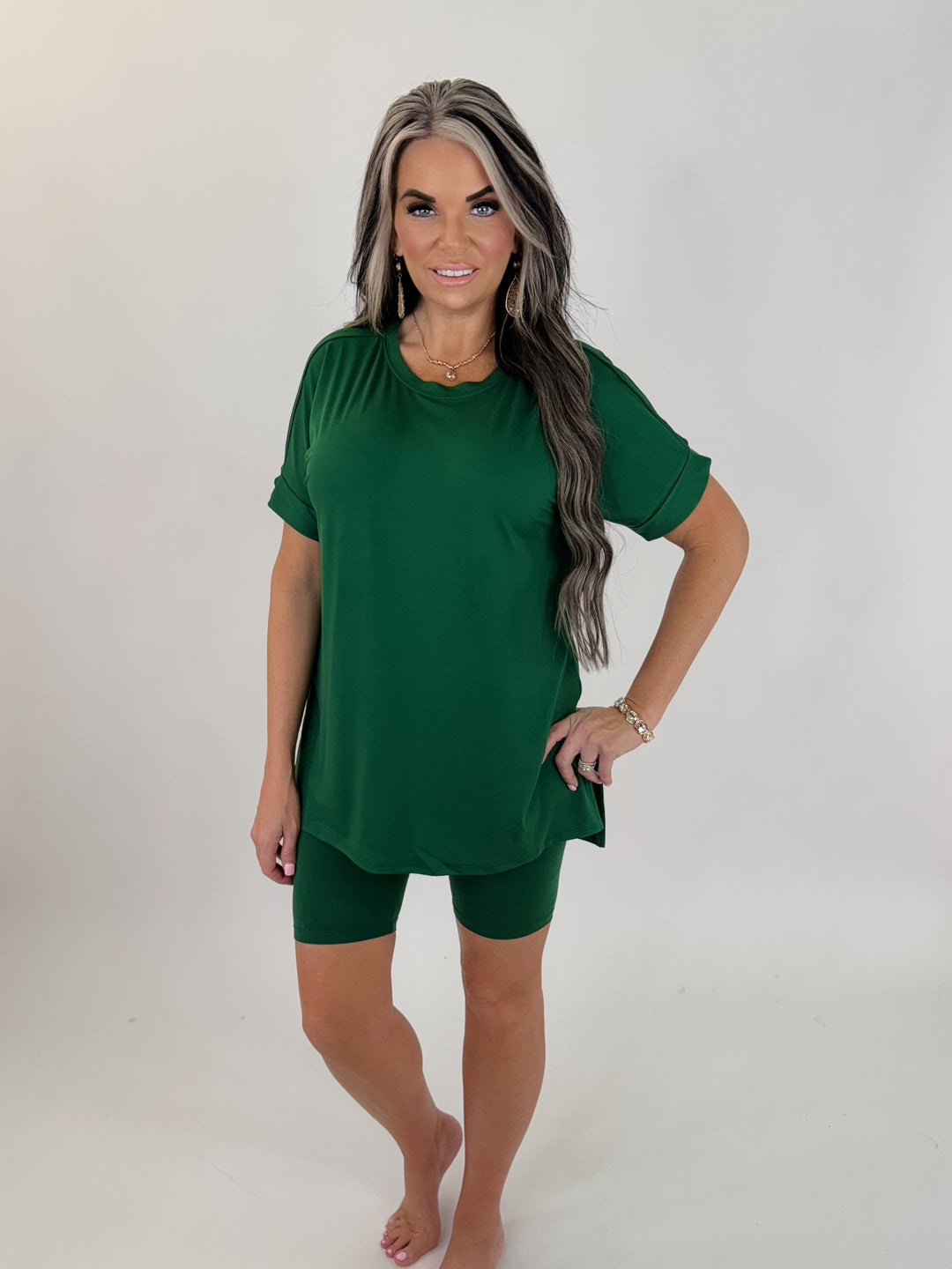 DOOR BUSTER  Microfiber Top & Biker Shorts  green