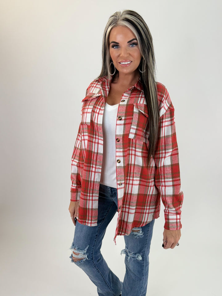Red Plaid Button Down Flannel
