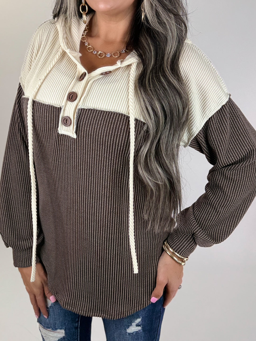 Mocha & Ivory Henley Pullover