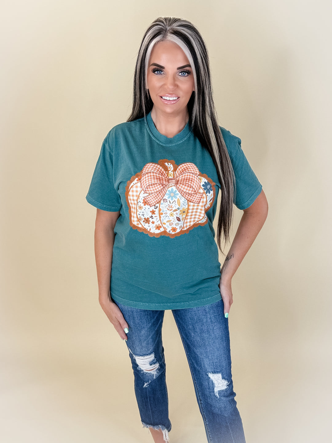 Patchwork Pumpkin Tee- Comfort Color