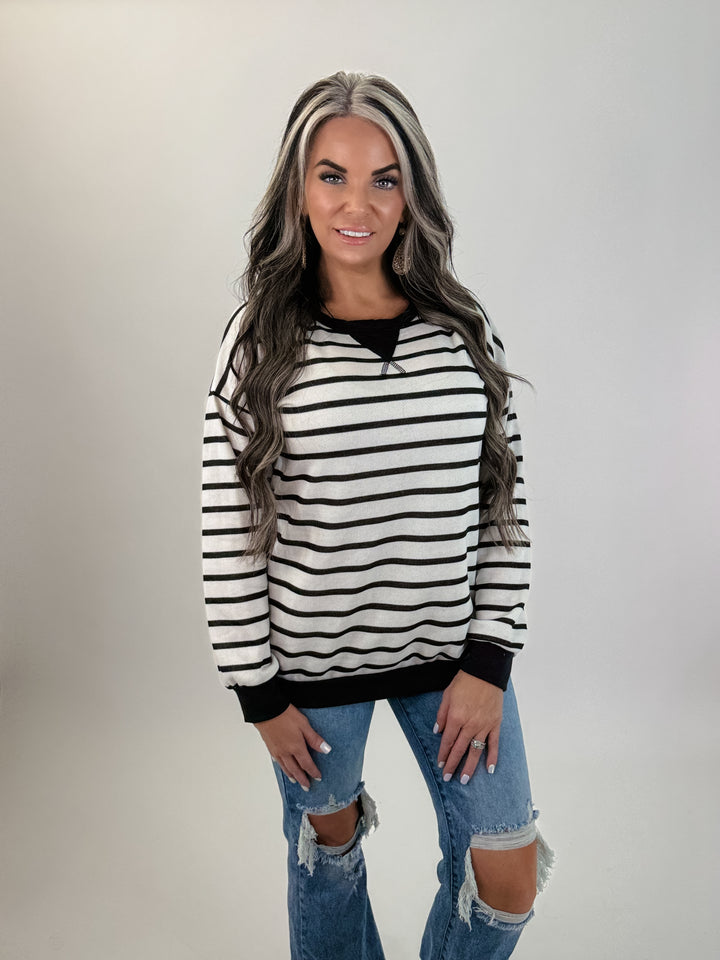 DOORBUSTER Striped Contrast Trim Top