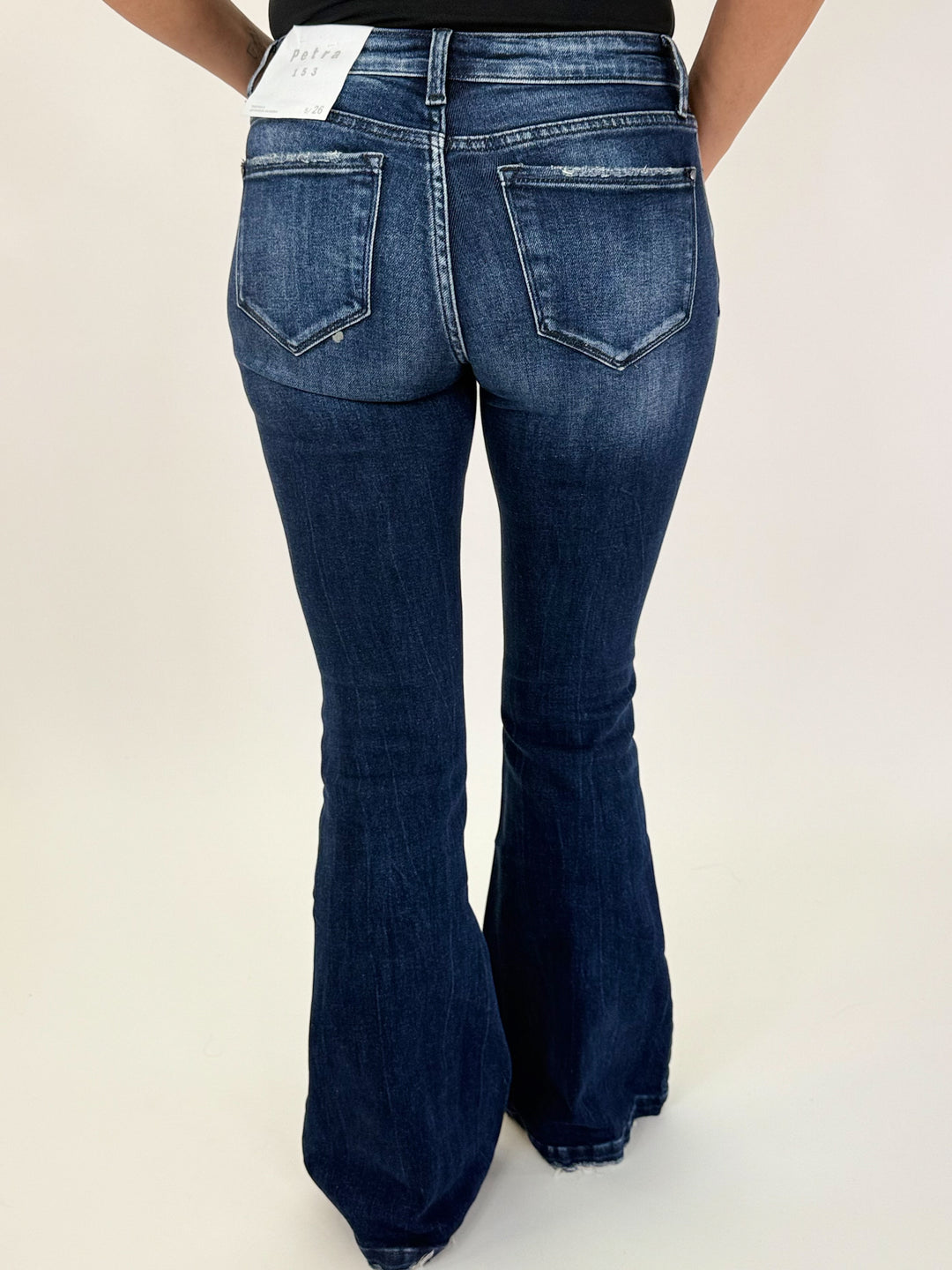 Chloe Mid Rise Flare Trouser hem jeans