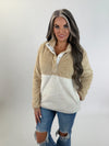 DOORBUSTER Fuzzy Fleece Pullover: Camel Stripe