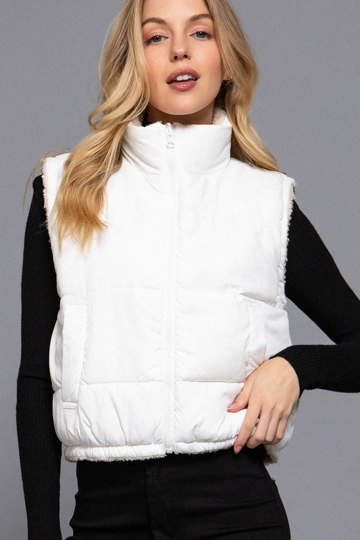 DOORBUSTER Reversible Fur Padding Vest WHITE