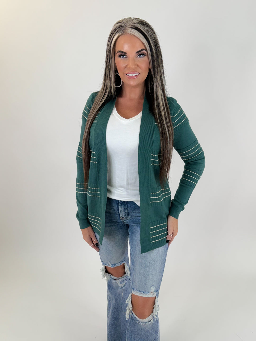 Cozy Stripe Accent Cardigan