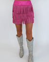Hot Pink Showstopper Fringe Skirt