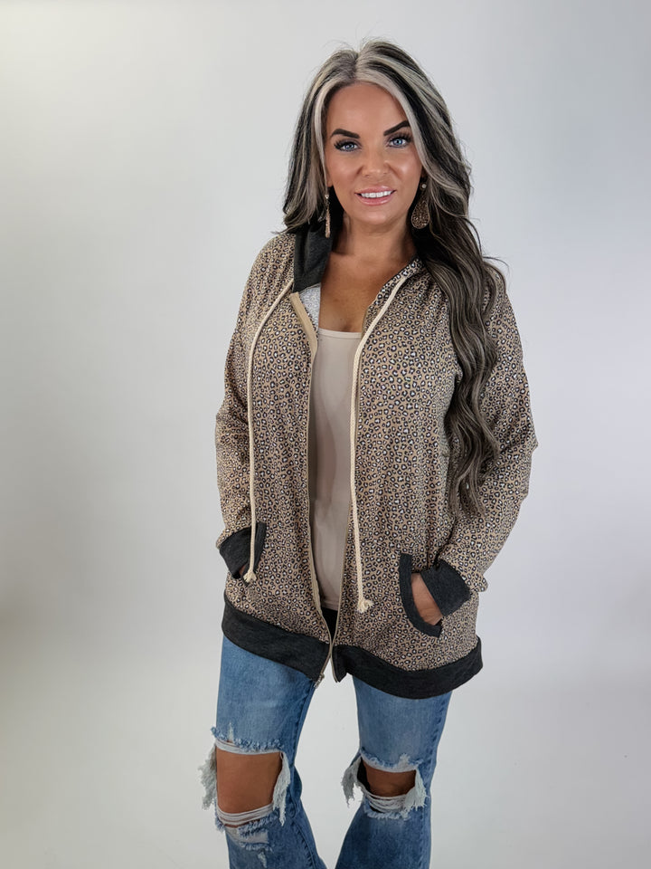 Doorbuster Zip Up Pocket Front Drawstring Hoodie