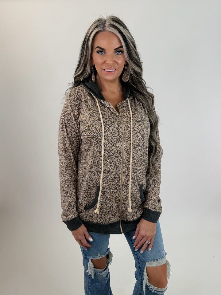 Doorbuster Zip Up Pocket Front Drawstring Hoodie