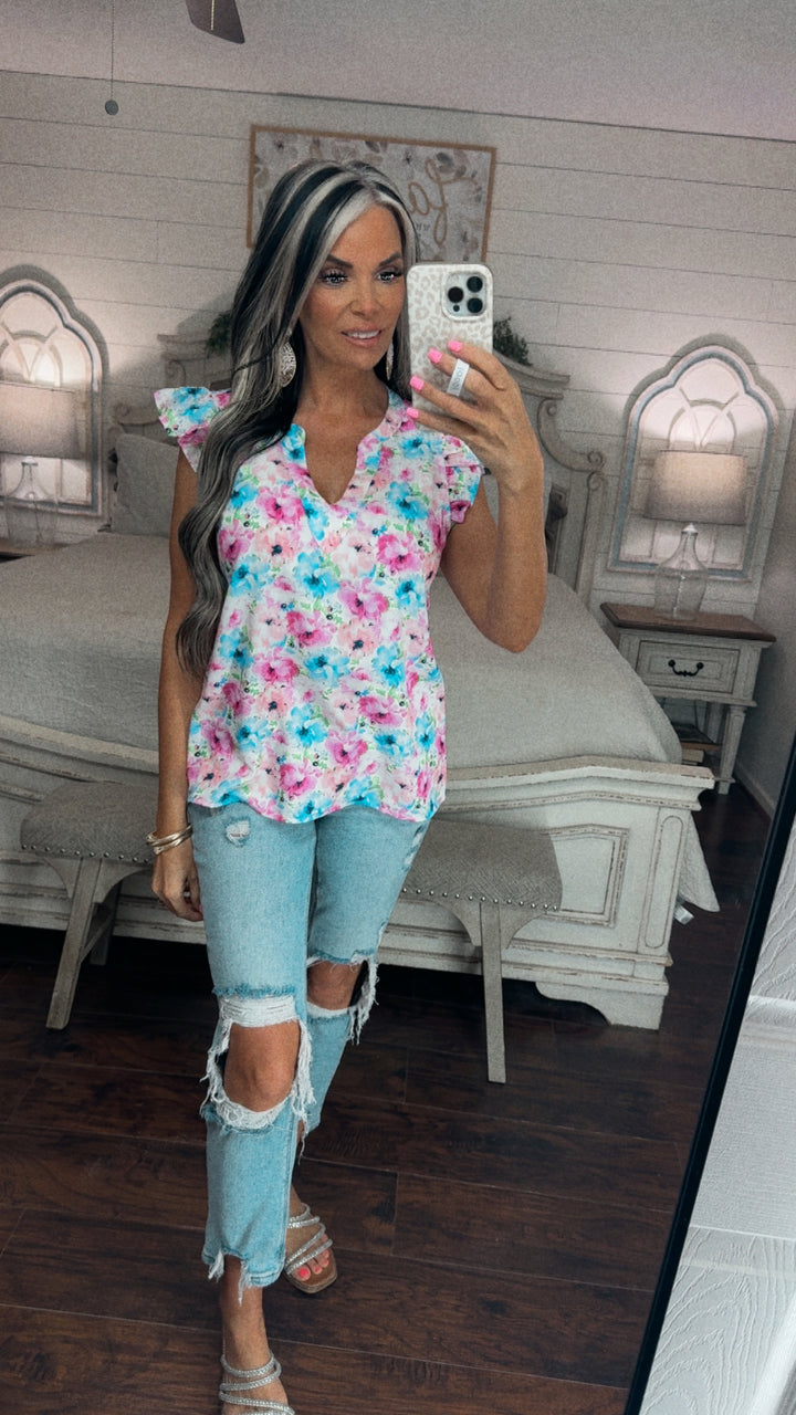 Floral Party Flutter Top