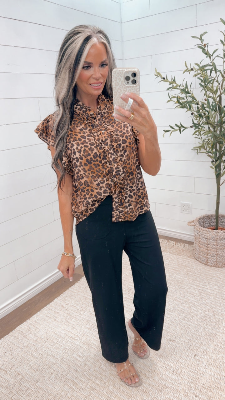 Wild About You Leopard Ruffle Top
