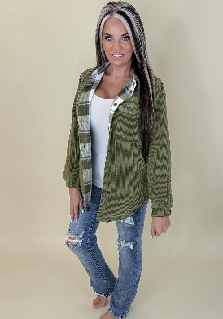 Olive Corduroy Shacket