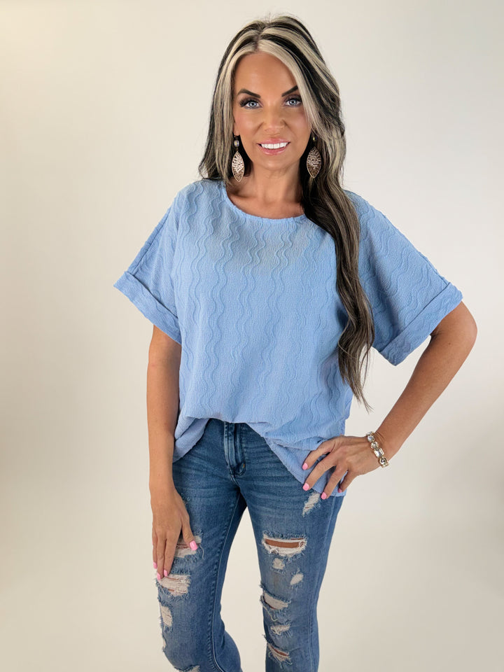 Soft Waves Textured Blue Top