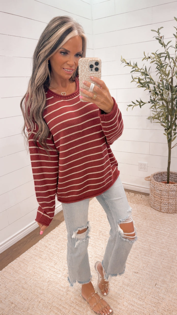 Bordeaux Lines Striped Sweater