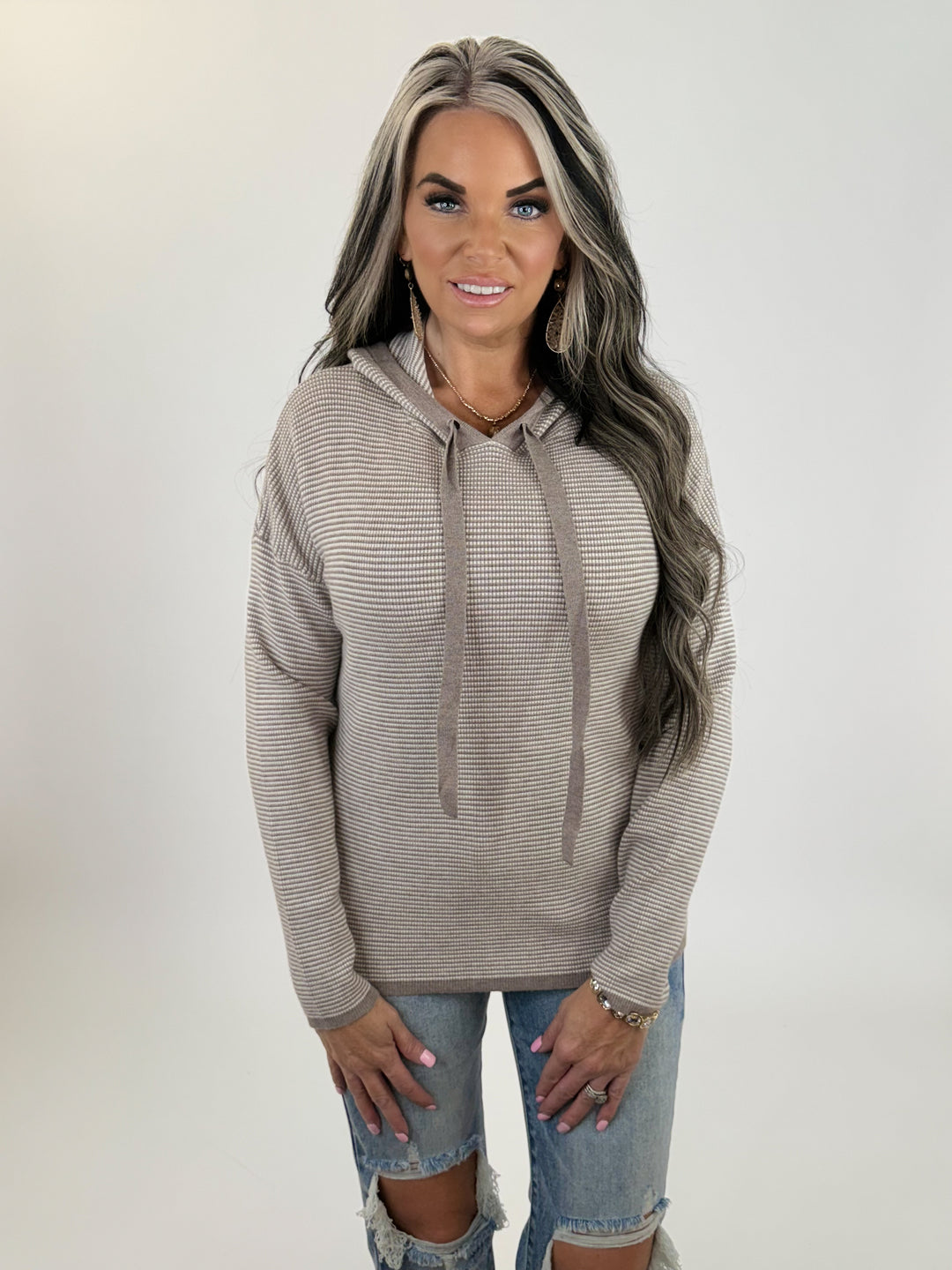 Cozy Taupe Stripe Hoodi