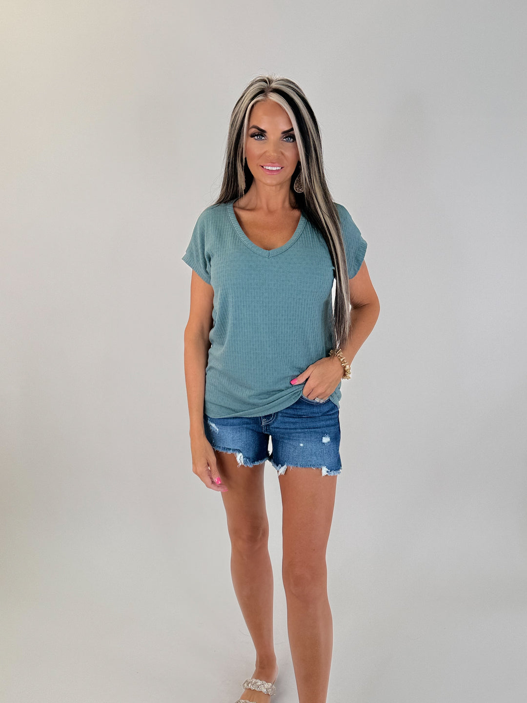 EVERYDAY RIBBED TEE - SAGE