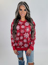 Plaid Snowflake Holiday Christmas Sweater: Red