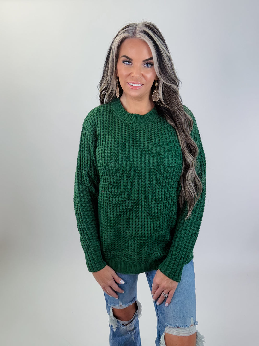 DOORBUSTER forest waffle sweater