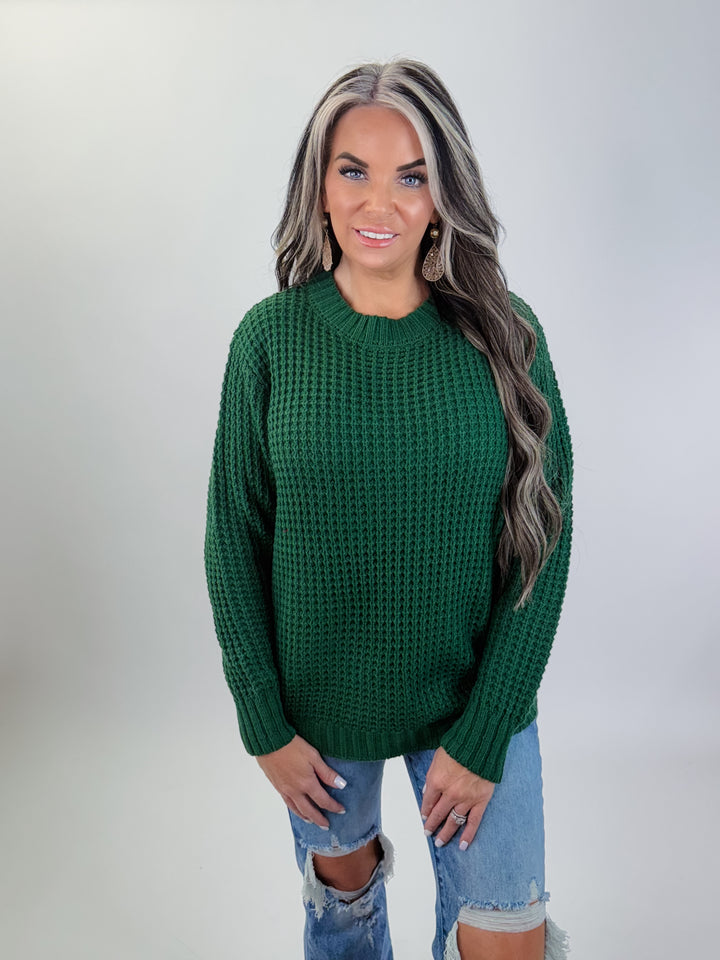 DOORBUSTER forest waffle sweater