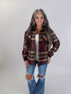DOORBUSTER Long Sleeve Plaid Button Down Casual Jacket BURGUNDY