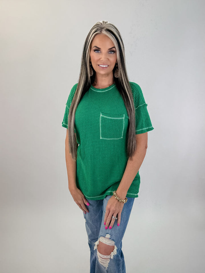 Everyday Waffle Pocket Tee – Green
