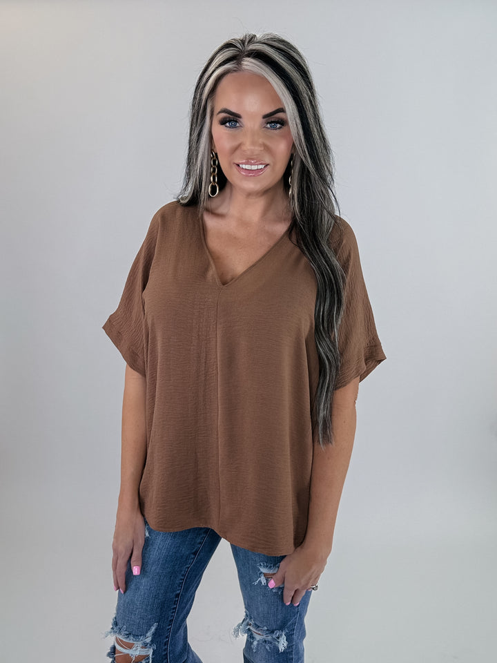 Simply Chic Chestnut V-Neck Blouse