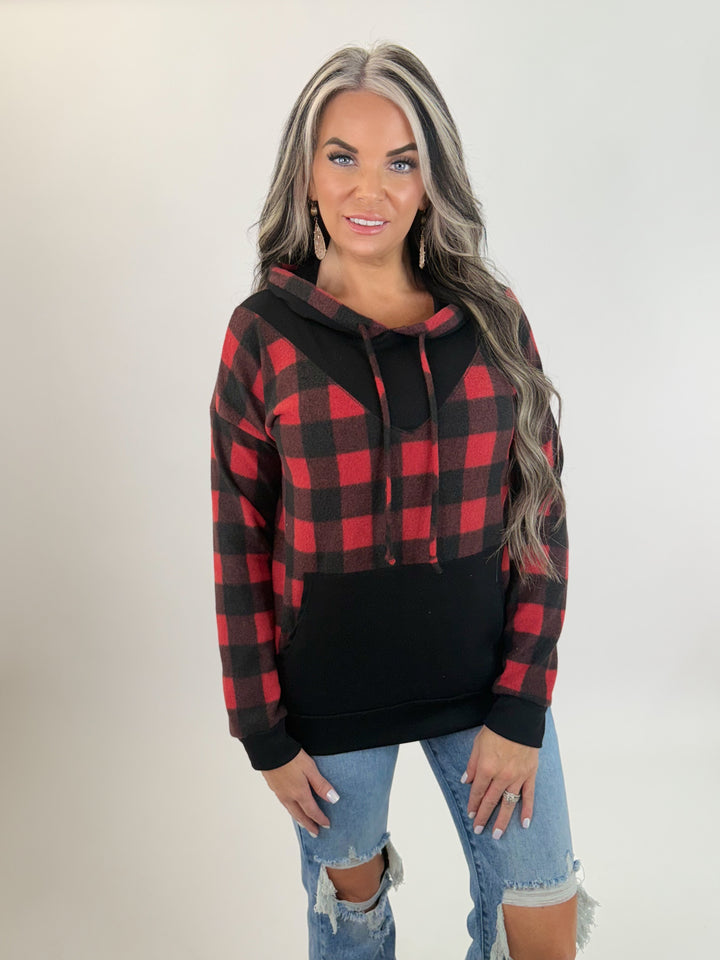 Doorbuster Buffalo Plaid Contrast Hoodie