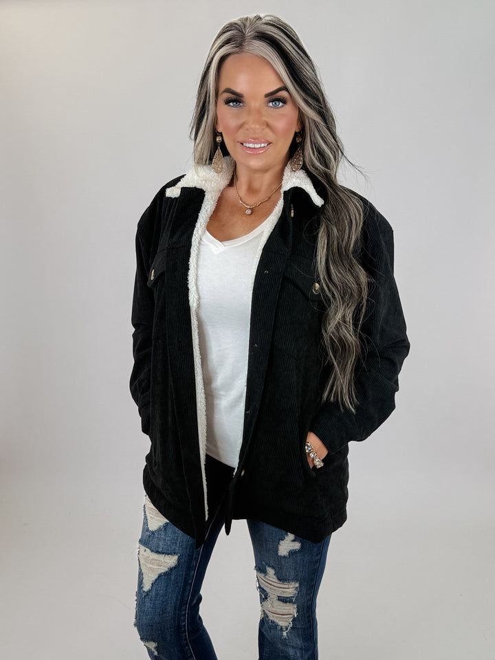 Door Buster Long Sleeve Inside Faux Fur with Pocket Corduroy Jacket
