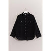DOORBUSTER Washed Corduroy Frayed Shacket: BLACK