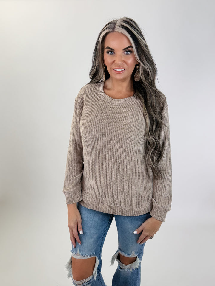 Warm Wishes Chenille Sweater – tan