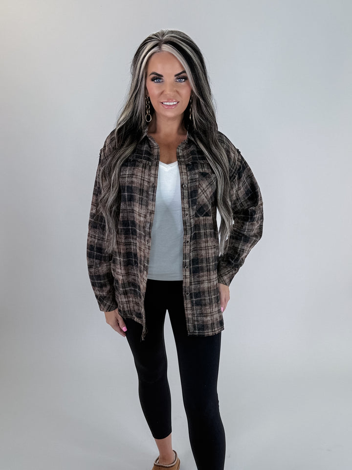 Backroads Plaid Button Down – Brown/Black