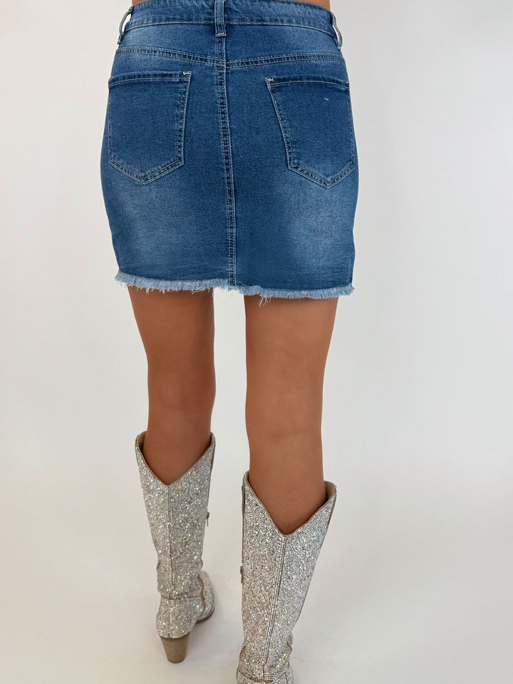 Studded Edge Denim Mini skirt