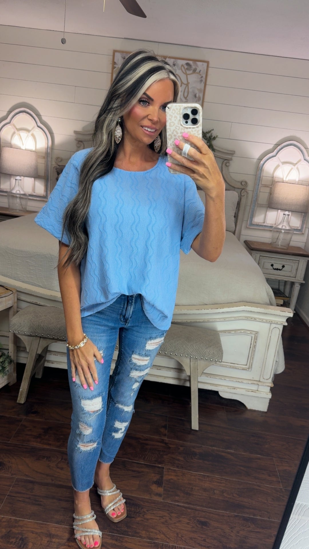 Soft Waves Textured Blue Top