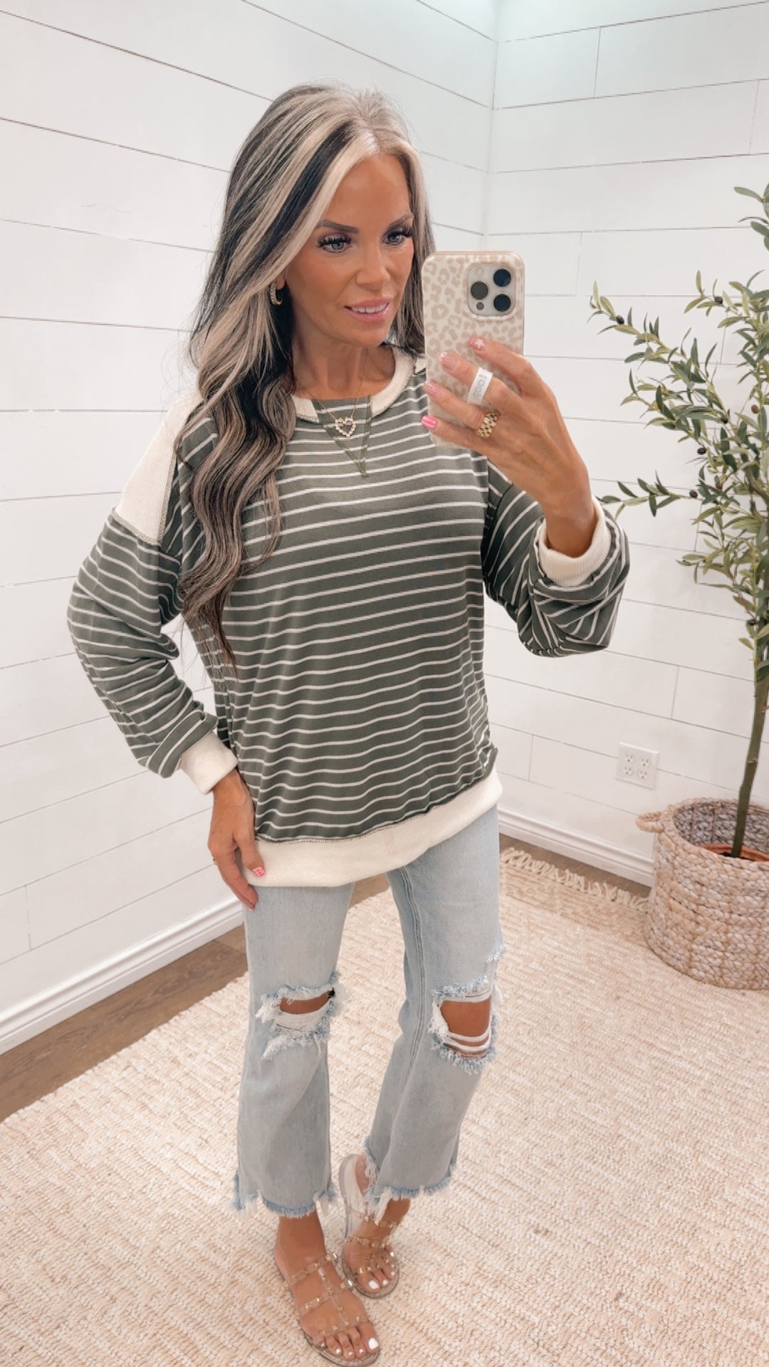 Olive Avenue Contrast Stripe Top