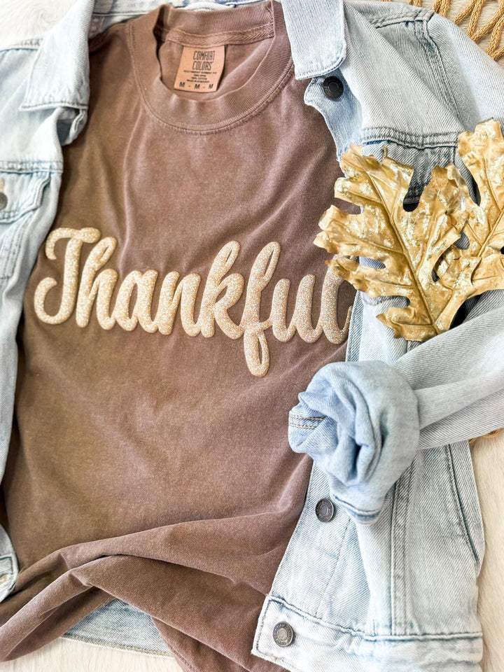 Thankful glitter puff Graphic tee